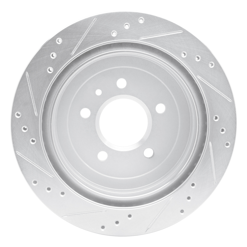 Cadillac ATS Brake Rotor (1) - Rear Right - R1 Concepts - Drilled & Slotted - Silver - `13-`19